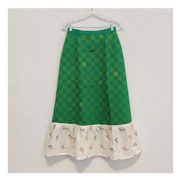 Vintage checkerboard block printed skirt - Picture 2 of 5